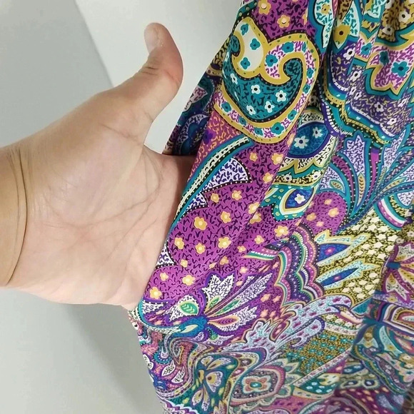 {Classics by Leslie Fay} Vintage 80s Paisley Print Polyester Dress Size 8 - Picture 14 of 17